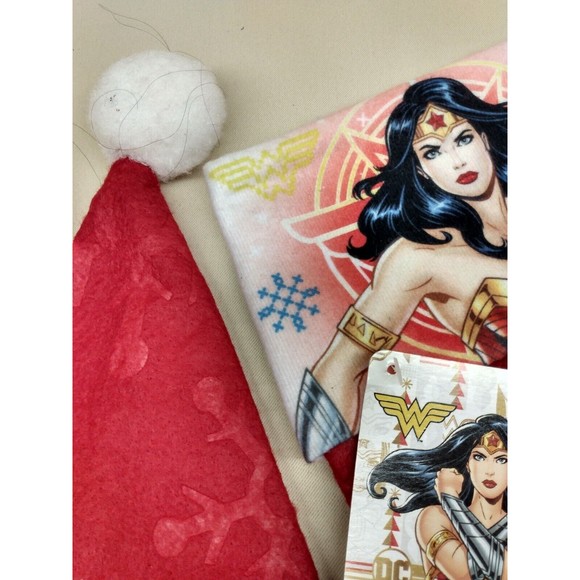 Wonder Woman Christmas Stocking and Santa Hat New 2 Piece Set - Picture 4 of 12